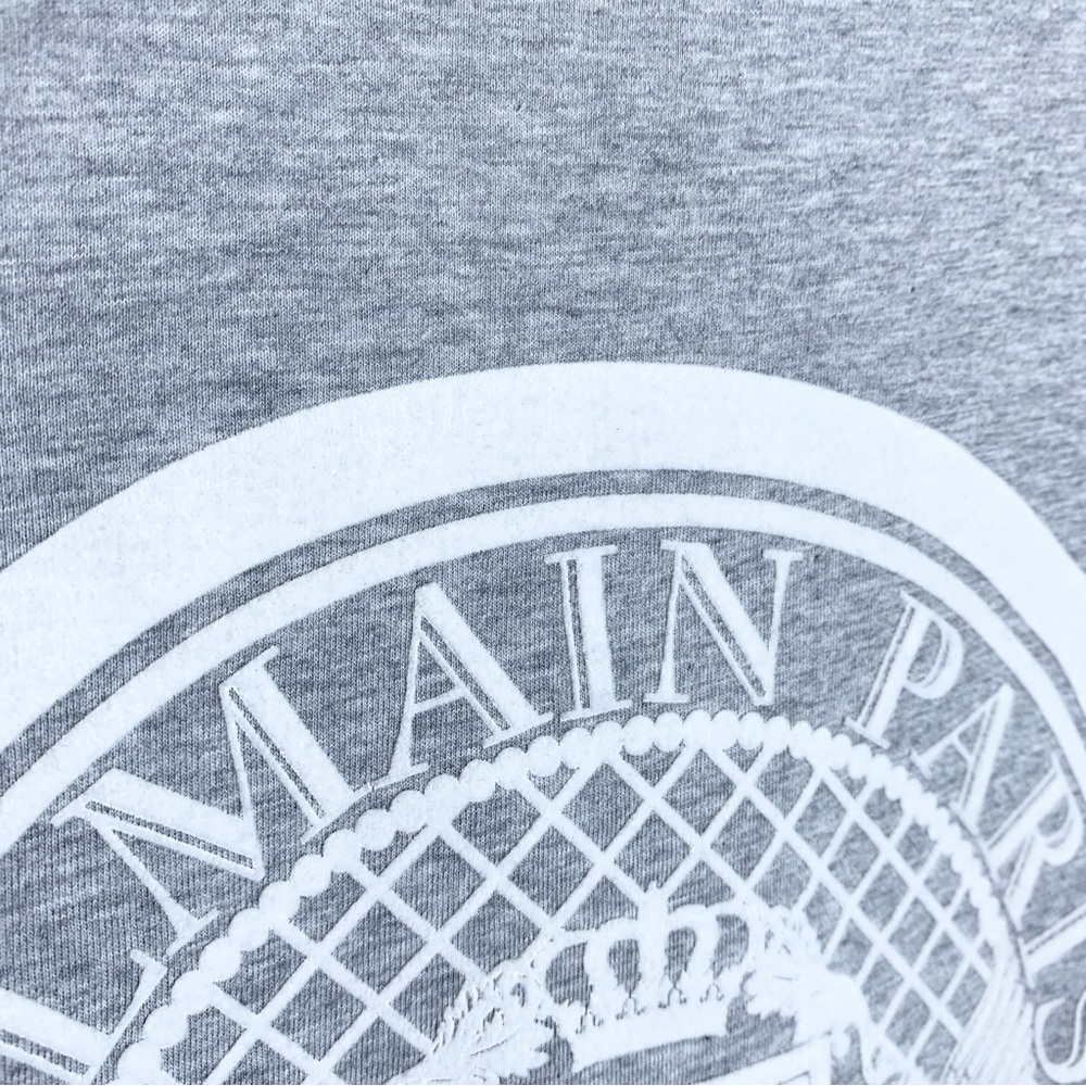Balmain Flocked Coin Medallion Logo T-Shirt (Sz XL) Short Sleeve Tee Grey - Picture 9 of 16